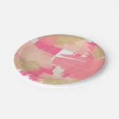 Moderne roze en goudglitter Abstract patroon Papieren Bordje (Gekanteld)