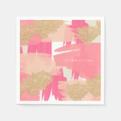 Moderne roze en goudglitter Abstract patroon Servet (Voorkant)
