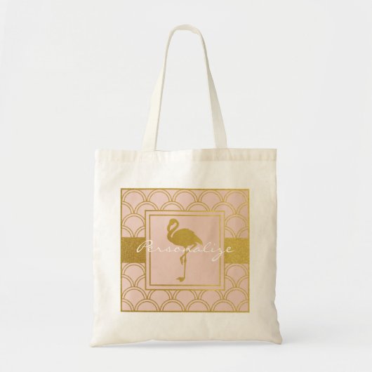 Moderne roze en goudglitter Flamingo Tote Bag (Voorkant)