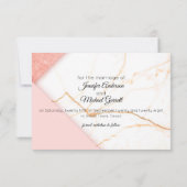 Moderne roze en goudglitter marmer save the date (Achterkant)