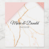 Moderne roze en goudglitter marmer wijn etiket (Enkel label)