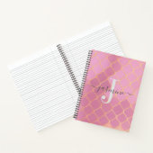 Moderne roze en goudglitter-monogram notitieboek (Binnen)