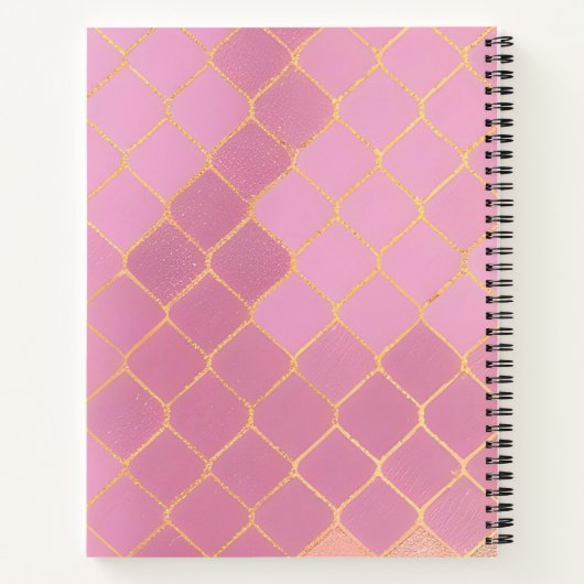 Moderne roze en goudglitter-monogram notitieboek (Achterkant)