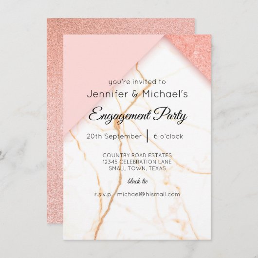 Moderne roze en goudkleurige Verloving (Voorkant / Achterkant)