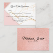 Moderne roze en goudmarmer afsprakenkaartje (Voorkant / Achterkant)