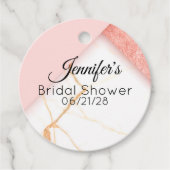 Moderne roze en goudmarmer bedankjes labels (Voorkant)