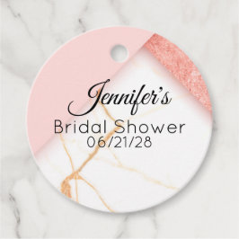 Moderne roze en goudmarmer bedankjes labels