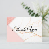 Moderne roze en goudmarmer bedankkaart (Staand voorkant)
