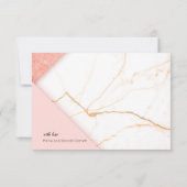 Moderne roze en goudmarmer bedankkaart (Achterkant)