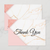 Moderne roze en goudmarmer bedankkaart (Voorkant / Achterkant)