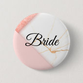 Moderne roze en goudmarmer bride ronde button 5,7 cm (Voorkant)