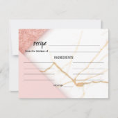 Moderne roze en goudmarmer bruiloft - Recipkaart Notitiekaartje (Voorkant)