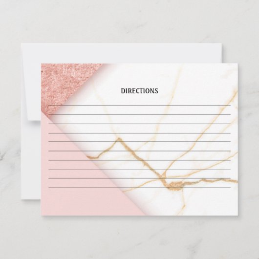 Moderne roze en goudmarmer bruiloft - Recipkaart Notitiekaartje (Achterkant)