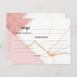 Moderne roze en goudmarmer bruiloft - Recipkaart Notitiekaartje