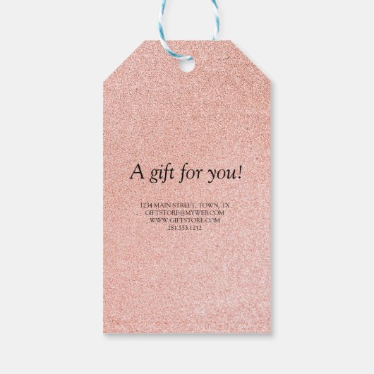 Moderne roze en goudmarmer cadeaulabel (Achterkant)