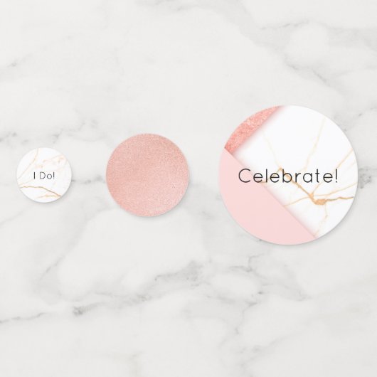 Moderne roze en goudmarmer confetti (Achterkanten)