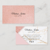 Moderne roze en goudmarmer Glitter Visitekaartje (Voorkant / Achterkant)