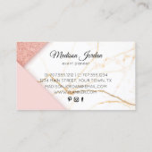 Moderne roze en goudmarmer Glitter Visitekaartje (Achterkant)