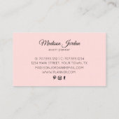 Moderne roze en goudmarmer Glitter Visitekaartje (Achterkant)