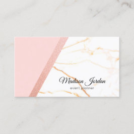 Moderne roze en goudmarmer Glitter Visitekaartje