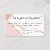 Moderne roze en goudmarmer kortingskaartje (Voorkant)