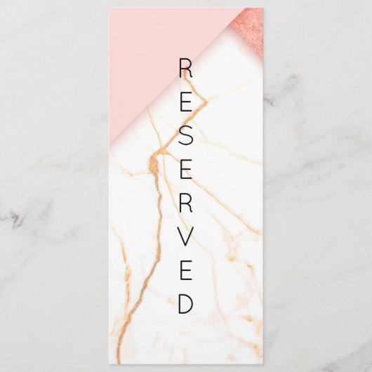 Moderne roze en goudmarmer met voorbehouden stoel menu (Voorkant)
