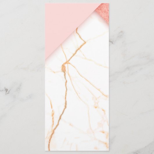 Moderne roze en goudmarmer met voorbehouden stoel menu (Achterkant)