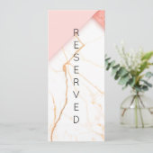 Moderne roze en goudmarmer met voorbehouden stoel menu (Staand voorkant)