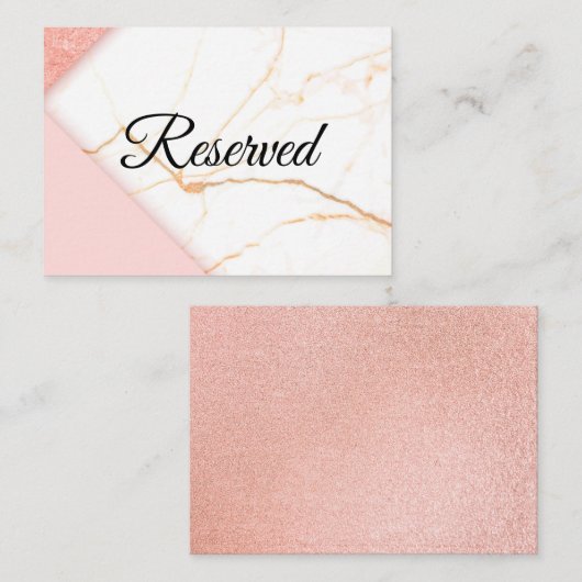 Moderne roze en goudmarmer plaatskaartje (Voorkant / Achterkant)