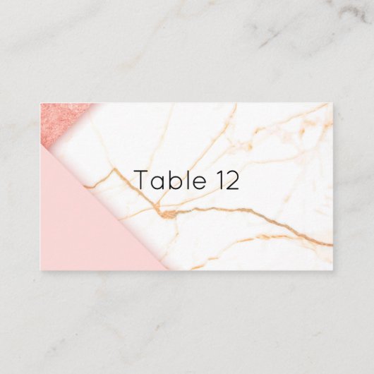Moderne roze en goudmarmer plaatskaartje (Achterkant)