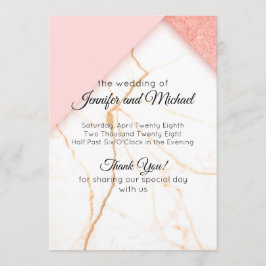 Moderne roze en goudmarmer programmakaart