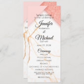 Moderne roze en goudmarmer programmakaart (Voorkant / Achterkant)