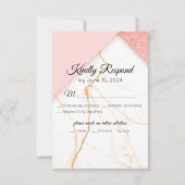 Moderne roze en goudmarmer RSVP kaartje (Voorkant)