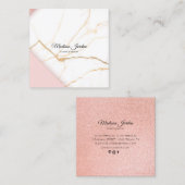Moderne roze en goudmarmer vierkante visitekaartje (Voorkant / Achterkant)