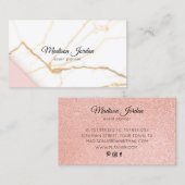Moderne roze en goudmarmer visitekaartje (Voorkant / Achterkant)
