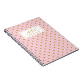 Moderne roze en goudpokken Patroonnaam Notitieboek (Rechterzijde)