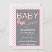 Moderne roze en grijze Baby shower Girl Berry Swee Kaart (Voorkant)