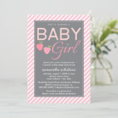 Moderne roze en grijze Baby shower Girl Berry Swee Kaart (Staand voorkant)