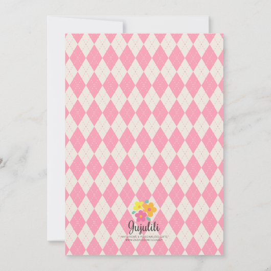 Moderne roze en grijze Baby shower Girl Berry Swee Kaart (Achterkant)