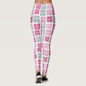 Moderne roze en grijze box patroon leggings (Achterkant)