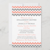 Moderne roze en grijze Chevron Verloving Shower Kaart (Voorkant)