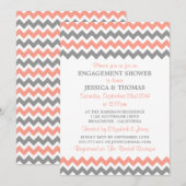 Moderne roze en grijze Chevron Verloving Shower Kaart (Voorkant / Achterkant)