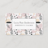 Moderne roze en grijze Floral Visitekaartje (Voorkant)