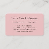 Moderne roze en grijze Floral Visitekaartje (Achterkant)