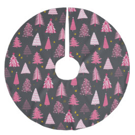 Moderne roze en grijze kerst kerstboom rok