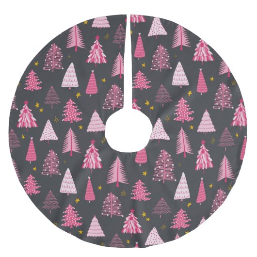 Moderne roze en grijze kerst kerstboom rok (Voorkant)