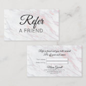 Moderne roze en grijze marmer aanbevelingskaartje (Voorkant / Achterkant)