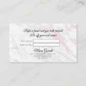 Moderne roze en grijze marmer aanbevelingskaartje (Achterkant)