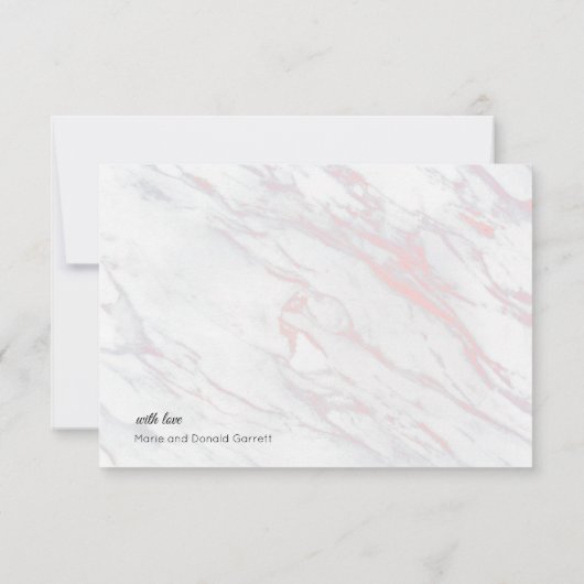 Moderne roze en grijze marmer bedankkaart (Achterkant)