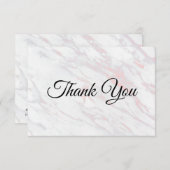 Moderne roze en grijze marmer bedankkaart (Voorkant / Achterkant)